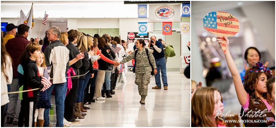 Military Homecoming at BWI airport, Maryland.