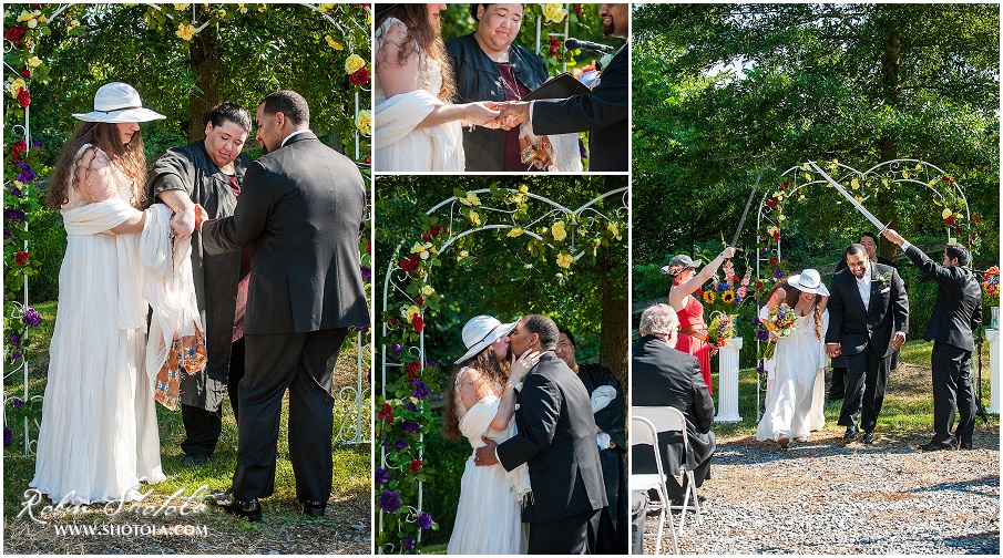  Howard County Conservancy, Woodstock Maryland Wedding: James and Emily: #warm #eclectic #HowardCountyConservancywedding #Baltimorewedding #RobinShotolaPhotography #shotola #weddingphotography #woodstockmarylandwedding #swords #menswarehouse #clementinesbaltimore #homemadeweddingcake #homemadeweddingdress #diy